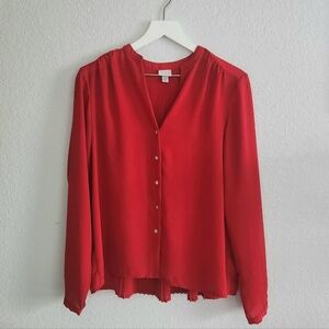 a new day Red V-Neck Button Front Blouse